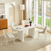 Cream Stone-Look MDF Dining Table