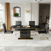 White Gold Modern Stone-Look MDF Rectangular Dining Table