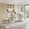 White Premium Glass Top Rectangular Dining Table