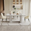 White Premium Glass Top Rectangular Dining Table