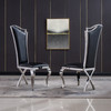 Silver Blue Leatherette Dining Chair Set of 2
