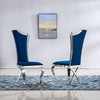 Silver Blue Leatherette Dining Chair Set of 2