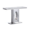 White Silver Stone-Look MDF Console Table with Metal Base