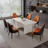 White Black Leatherette Dining Chair Set of 2 with Metal Legs