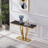 Gold White Stone-Look MDF Console Table
