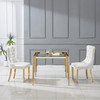 Black Gold Modern Tempered Glass Dining Table