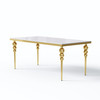 White Gold Glass Top Rectangular Dining Table with Metal Base