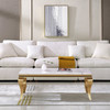 White Silver Stone-Look MDF Coffee Table with Metal Base