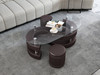 Brown Premium Tempered Glass Coffee Table Set