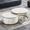 Sintered Stone Coffee Table Set with Stainless Steel Frame