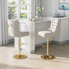 White Silver Modern Velvet Upholstered Bar Stool Set of 2