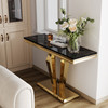 Silver White Stone-Look MDF Console Table