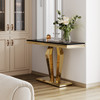 Silver White Stone-Look MDF Console Table