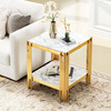 White Silver Glass Top End Table