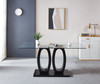 Black Tempered Glass Dining Table with MDF Construction
