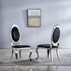 Silver Black Premium PU Upholstered Dining Chair Set of 2