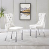 White Gold Modern Velvet Upholstered Dining Chair Set of 2