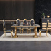 Black Gold Stone-Look MDF Rectangular Dining Table