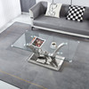 Clear Silver Premium Tempered Glass Coffee Table