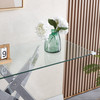 Clear Silver Glass Top Console Table