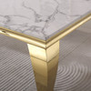 White Gold Stone-Look MDF Rectangular Dining Table