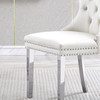 White Silver Velvet Upholstered Dining Chair Set of 2