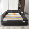 Black Leather Upholstered King Storage Bed