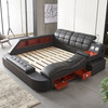 Black Leather Upholstered King Storage Bed