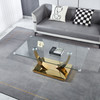 Clear Silver Tempered Glass Coffee Table