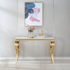 White Silver Stone-Look MDF Console Table with Metal Base