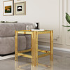 Clear Silver Tempered Glass End Table