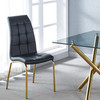 Gold White PU Upholstered Dining Chair Set of 4