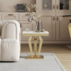 Silver White Stone-Look MDF End Table