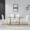 White Gold Modern Tempered Glass Rectangular Dining Table