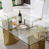 White Gold Modern Tempered Glass Rectangular Dining Table