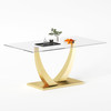 Clear Silver Tempered Glass Dining Table