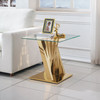 Gold Tempered Glass End Table with Stainless Steel Frame