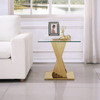 Gold Tempered Glass End Table with Stainless Steel Frame