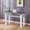 White Tempered Glass Console Table with Stainless Steel Frame