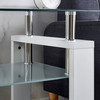 White Tempered Glass Console Table with Stainless Steel Frame