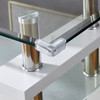 White Tempered Glass Console Table with Stainless Steel Frame