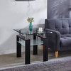 Black Tempered Glass End Table with Stainless Steel Frame