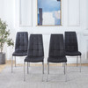 PU Upholstered Dining Chair Set of 4 with Stainless Steel Frame