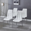 PU Upholstered Dining Chair Set of 4 with Stainless Steel Frame