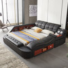 Grey Leather Upholstered Queen Storage Bed