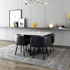 Black Printed Marble Dining Table Set with 4 Chairs