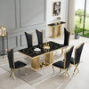 White Silver Stone-Look MDF Rectangular Dining Table