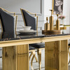 White Silver Stone-Look MDF Rectangular Dining Table