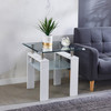 White Tempered Glass End Table with Stainless Steel Frame