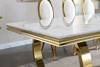 Gold Genuine Marble Dining Table with Stainless Steel Frame